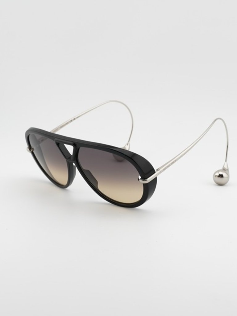 Bottega Veneta Bv1273s 010 Sunglasses Black/Silver Geometric Frame, Brown